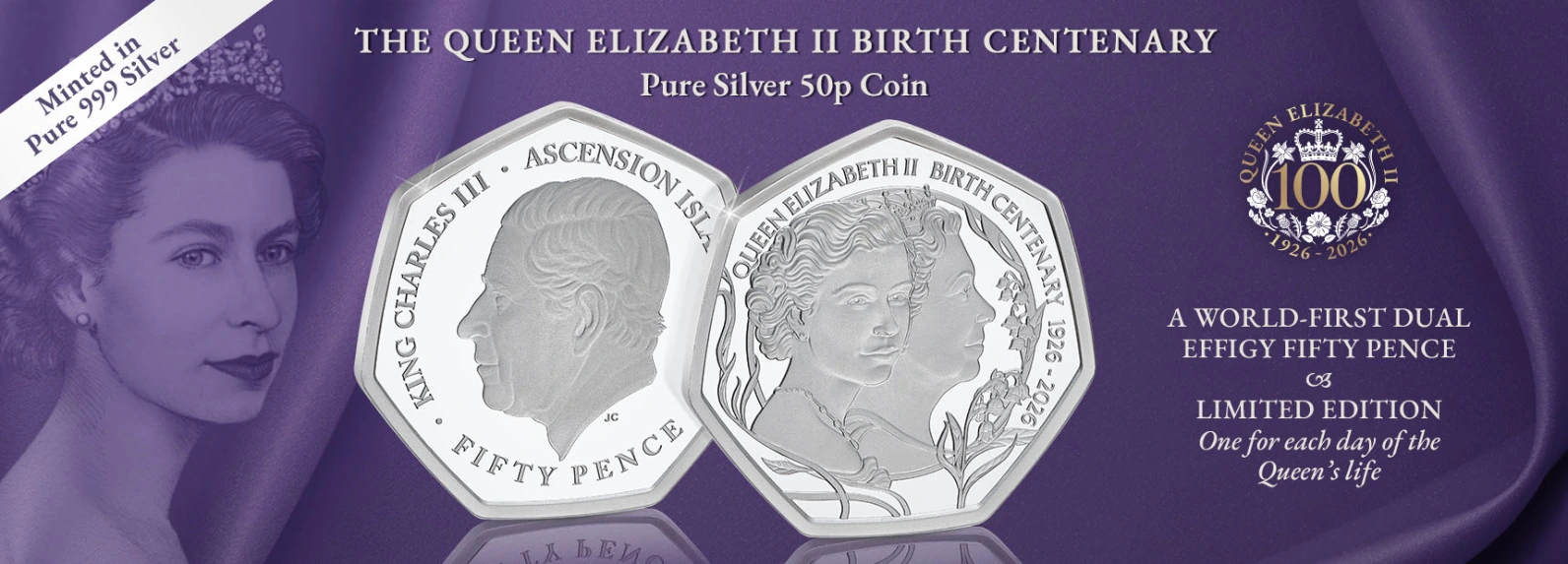 Queen Elizabeth II Birth Centenary Pure Silver 50p Coin