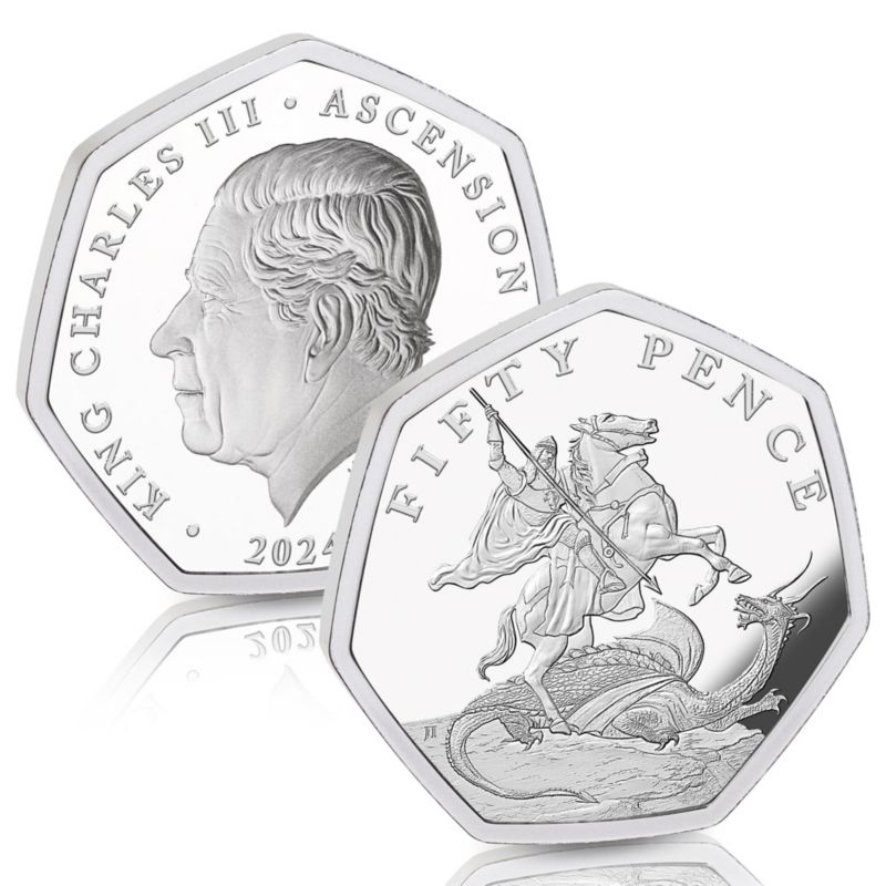 [626-CO396.03S] The St. George & the Dragon Pure Silver Fifty Pence Coin