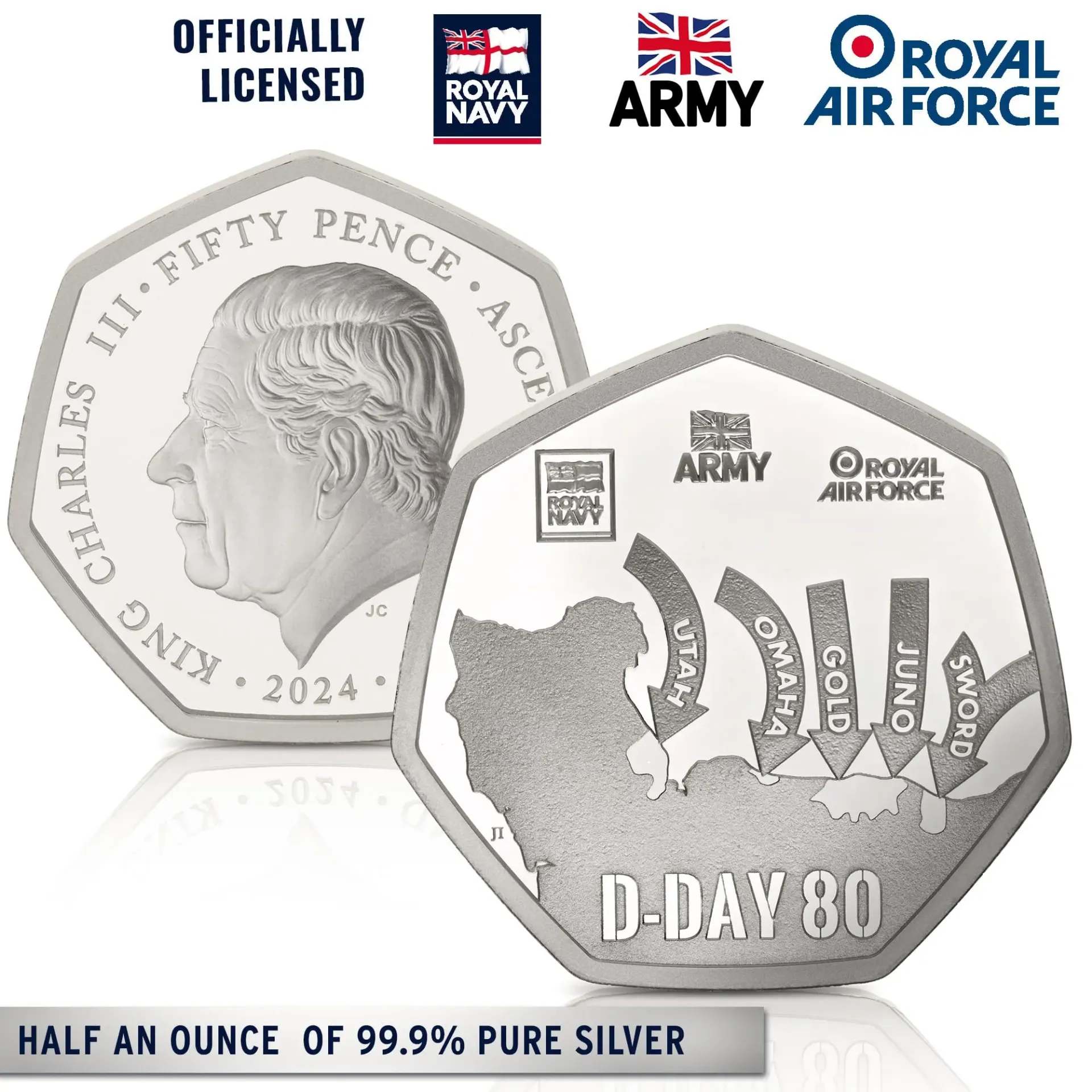 D-Day 80th Anniversary Silver 50p - Uniquely Numbered & Officially Approved by The Ministry of Defence